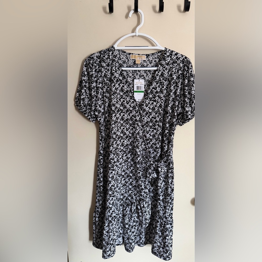 Michael Kors Floral Black and White Women's wrap dress